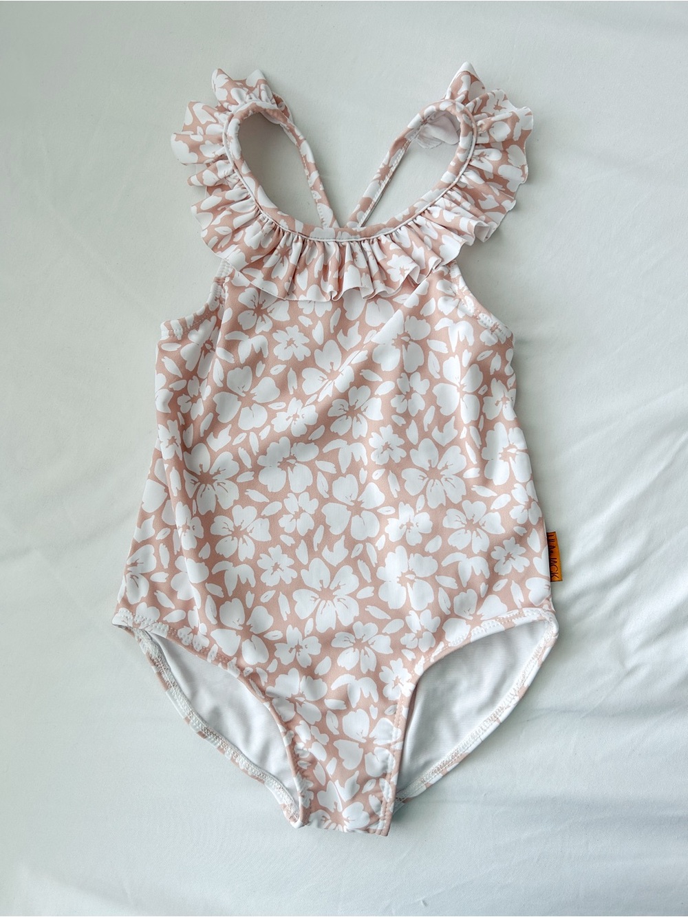 Lila & Jack Girls' Floral Ruffle One-Piece Swimsuit - Pink/White • Sz 4T